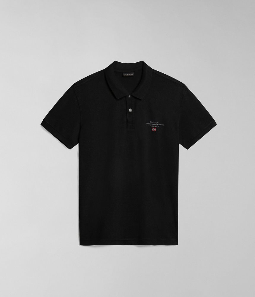Napapijri Elbas Short Sleeve Pique Polo Shirt Poloshirt Heren Zwart | EACZSVJ-46