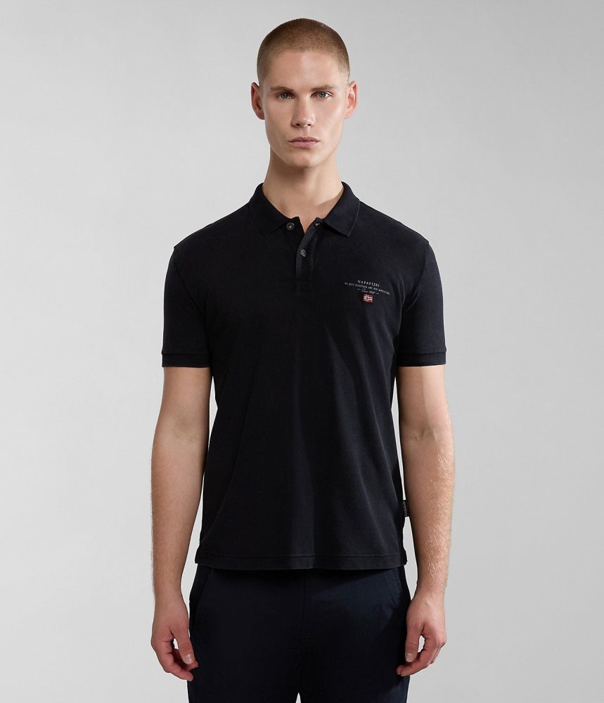 Napapijri Elbas Short Sleeve Pique Polo Shirt Poloshirt Heren Zwart | EACZSVJ-46
