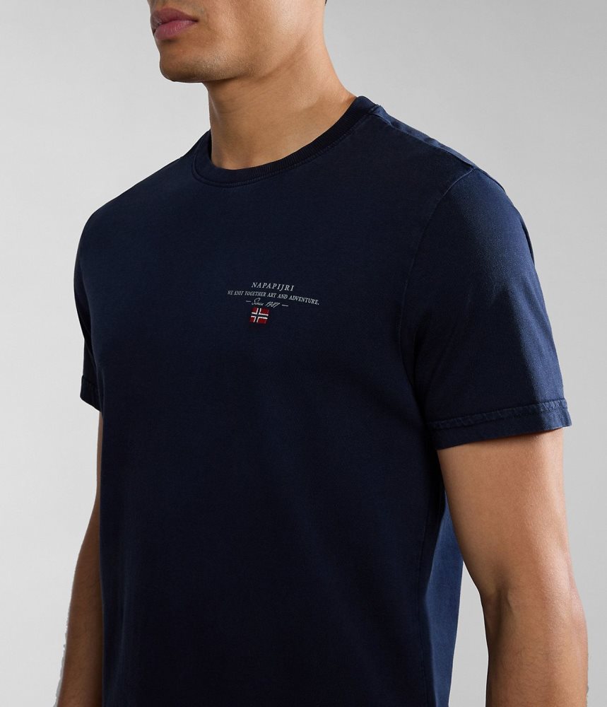 Napapijri Elbas Short Sleeve T-Shirt T-shirts Heren Donkerblauw | QHTOGEW-08