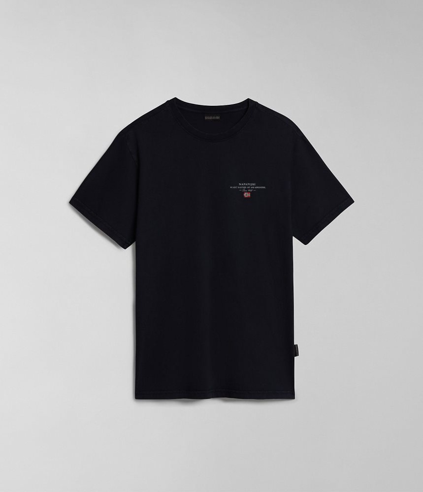Napapijri Elbas Short Sleeve T-Shirt T-shirts Heren Donkerblauw | QHTOGEW-08