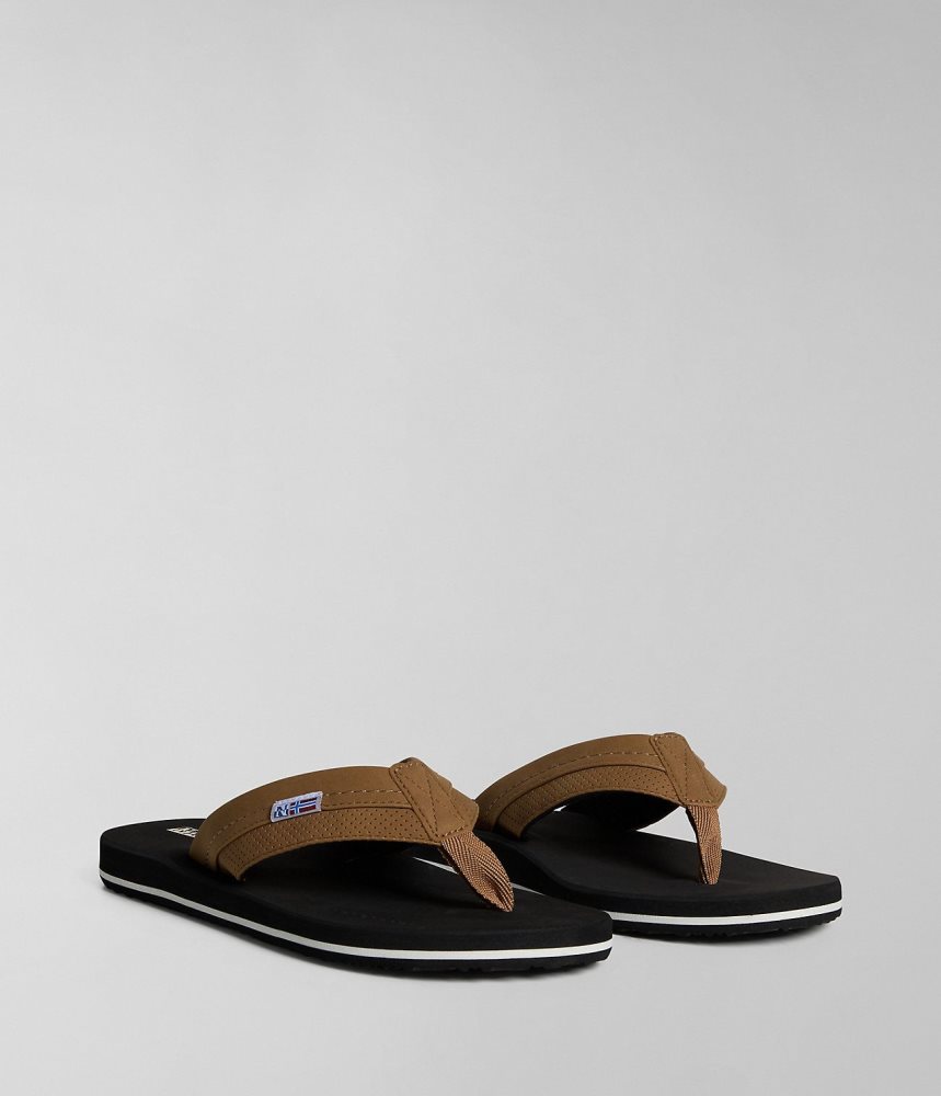Napapijri Elm Flip-Flops Badslippers Heren Bruin | SKUXOYD-28