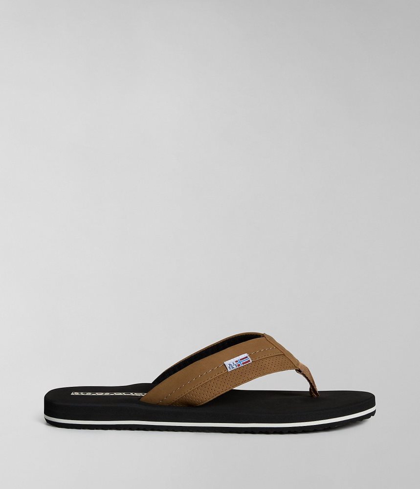 Napapijri Elm Flip-Flops Badslippers Heren Bruin | SKUXOYD-28