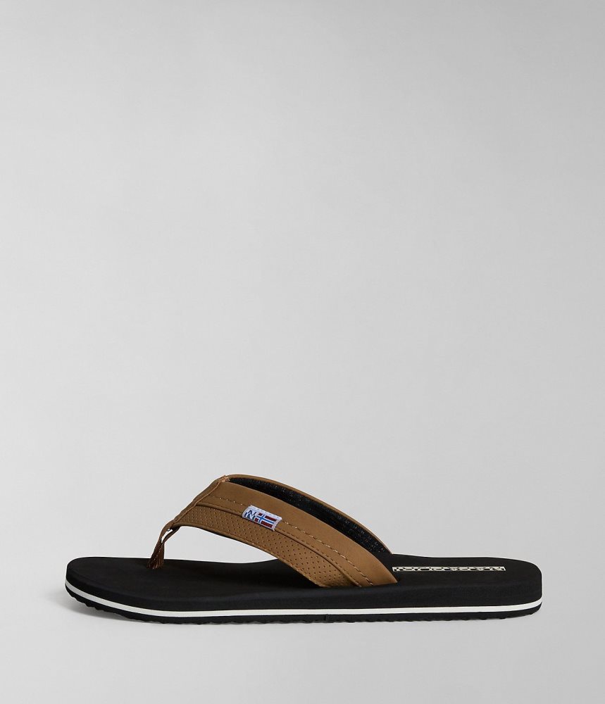 Napapijri Elm Flip-Flops Badslippers Heren Bruin | SKUXOYD-28