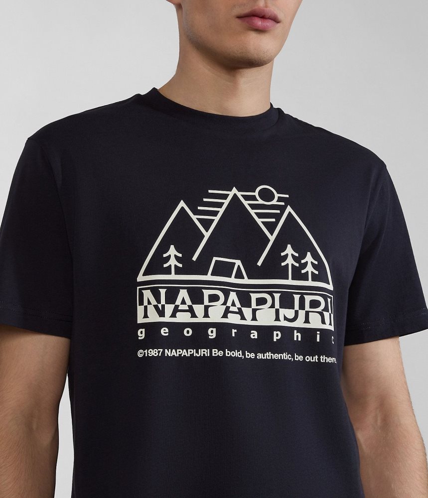 Napapijri Faber Short Sleeve T-Shirt T-shirts Heren Zwart | PJYKZUF-17
