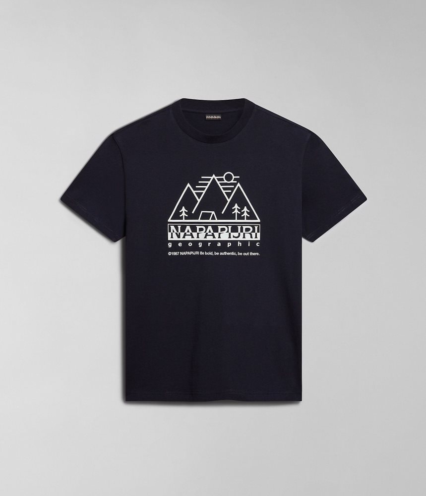 Napapijri Faber Short Sleeve T-Shirt T-shirts Heren Zwart | PJYKZUF-17
