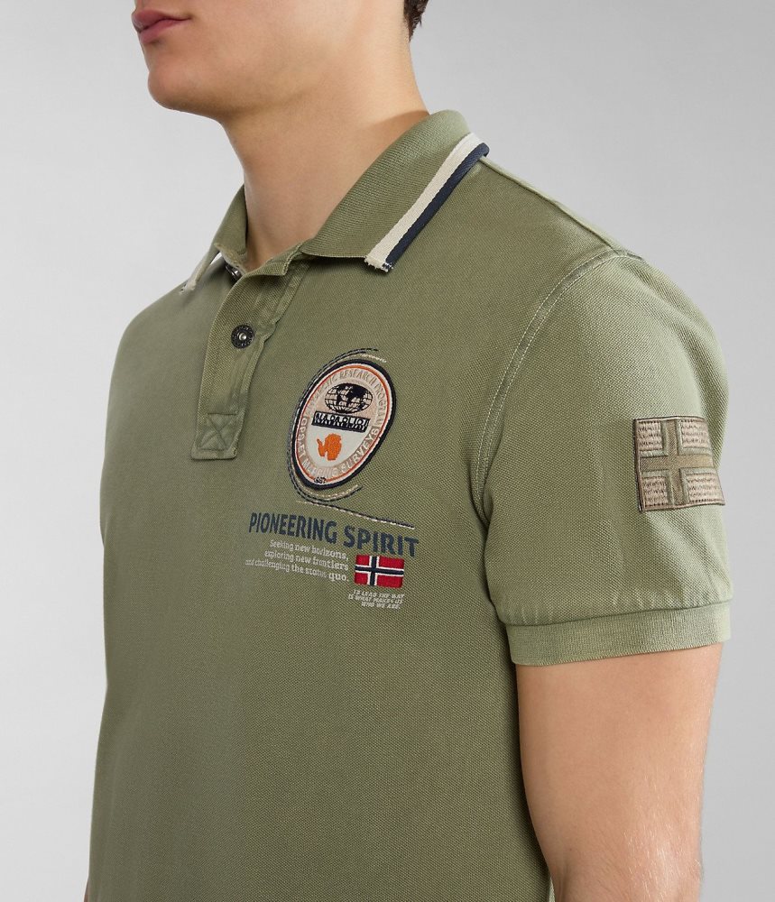 Napapijri Gandy Short Sleeve Polo Shirt Poloshirt Heren Groen | BHOTXKP-15