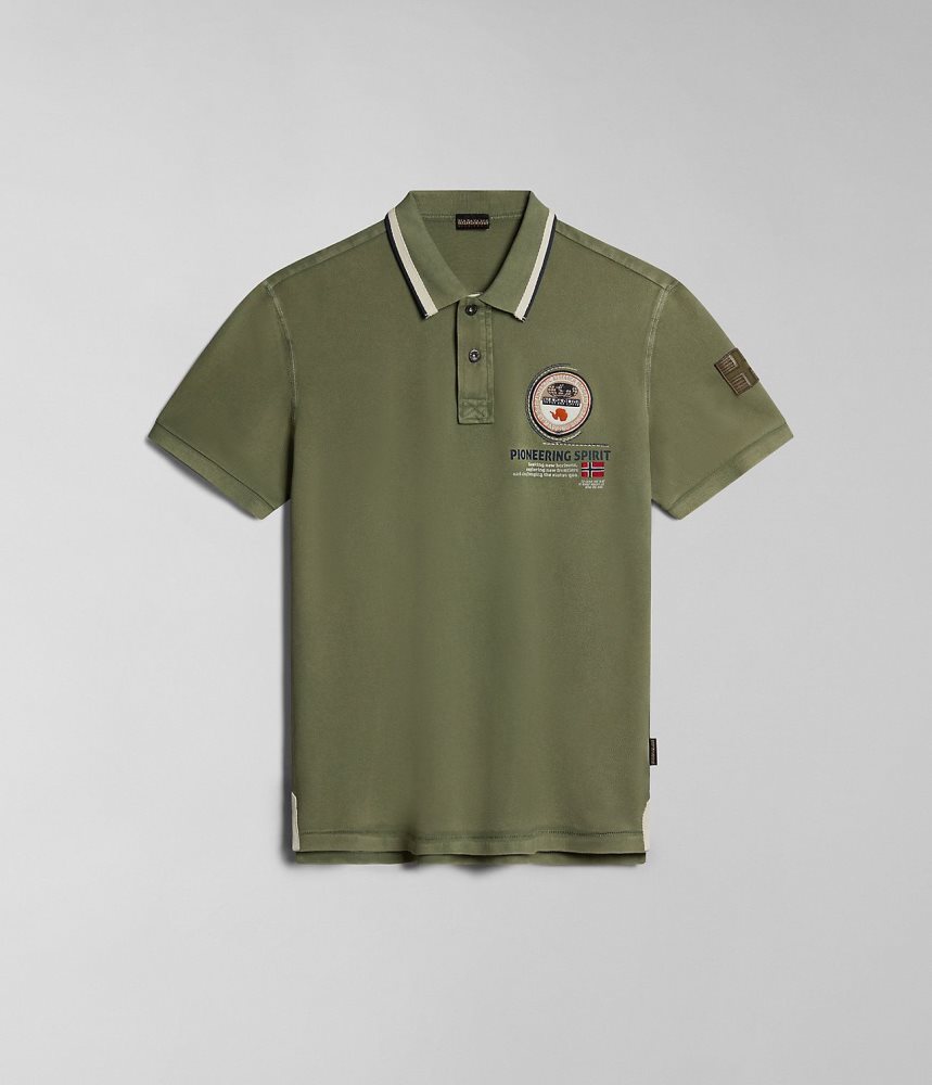 Napapijri Gandy Short Sleeve Polo Shirt Poloshirt Heren Groen | BHOTXKP-15