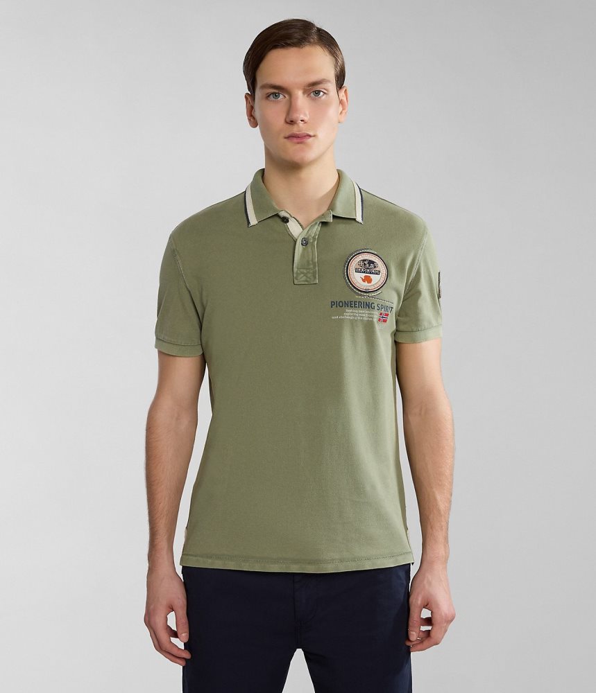 Napapijri Gandy Short Sleeve Polo Shirt Poloshirt Heren Groen | BHOTXKP-15