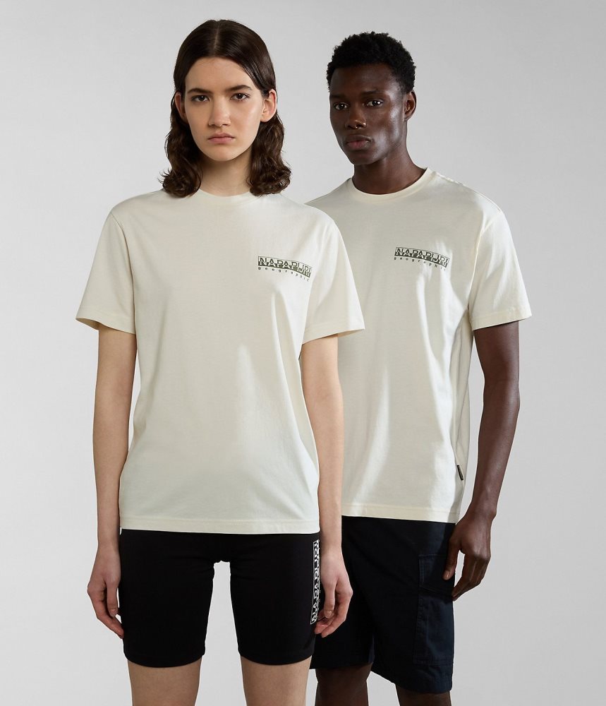 Napapijri Gouin Short Sleeve T-Shirt T-shirts Heren Wit | CQSWMRO-30