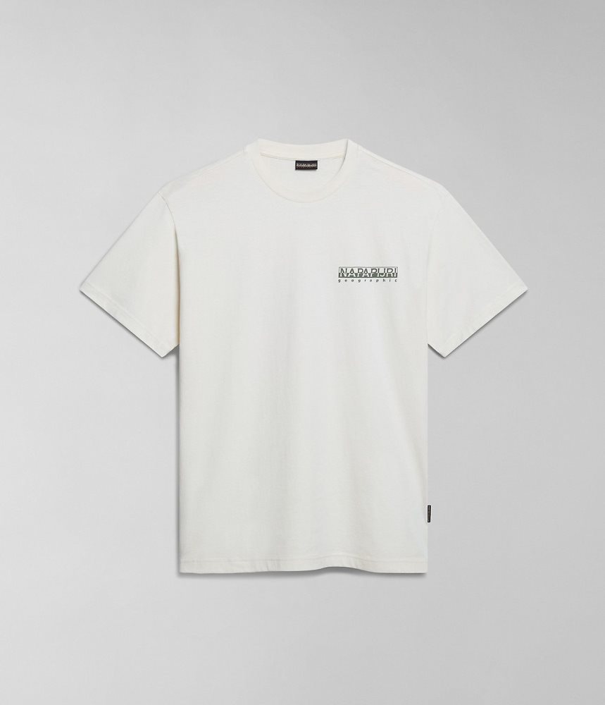 Napapijri Gouin Short Sleeve T-Shirt T-shirts Heren Wit | CQSWMRO-30