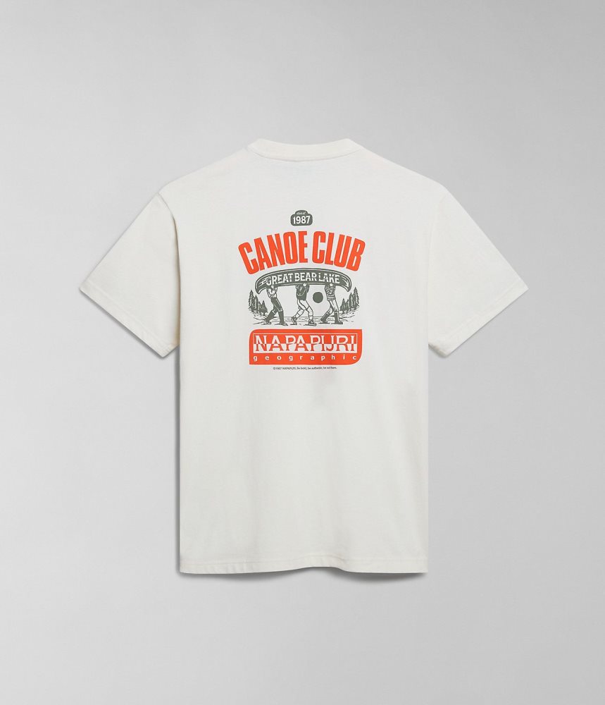 Napapijri Gouin Short Sleeve T-Shirt T-shirts Heren Wit | CQSWMRO-30