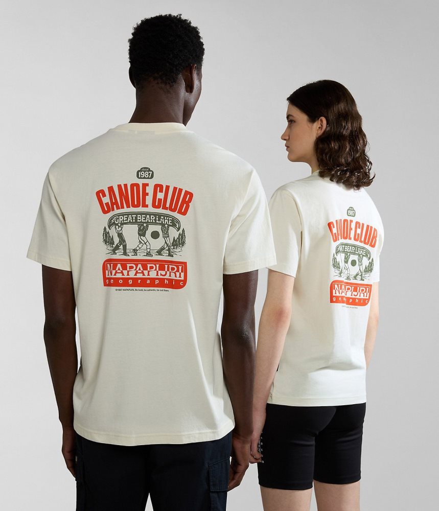 Napapijri Gouin Short Sleeve T-Shirt T-shirts Heren Wit | CQSWMRO-30