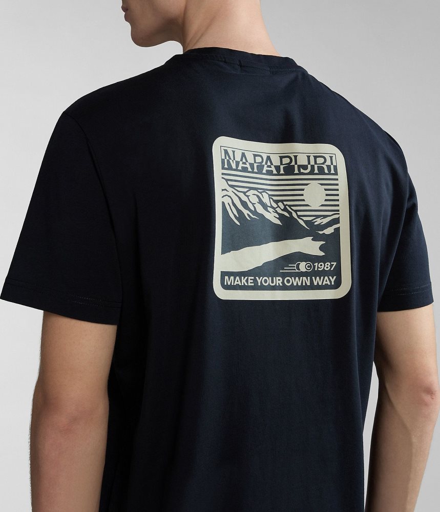 Napapijri Gouin Short Sleeve T-Shirt T-shirts Heren Zwart | XUTDLHP-82