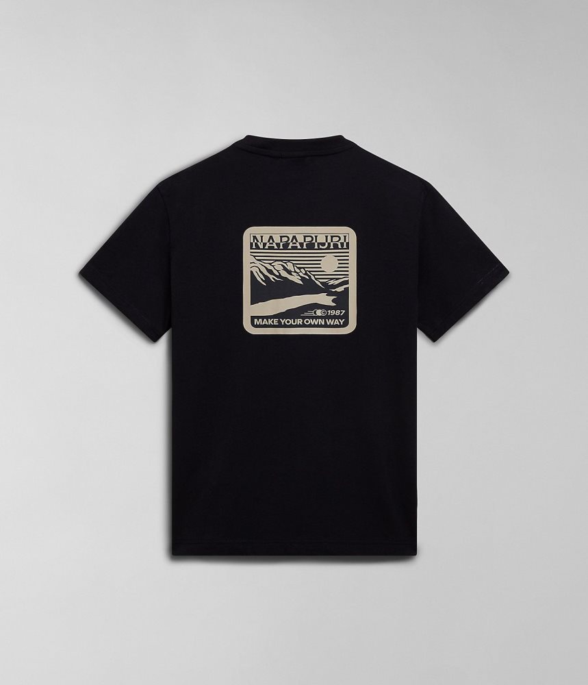 Napapijri Gouin Short Sleeve T-Shirt T-shirts Heren Zwart | XUTDLHP-82