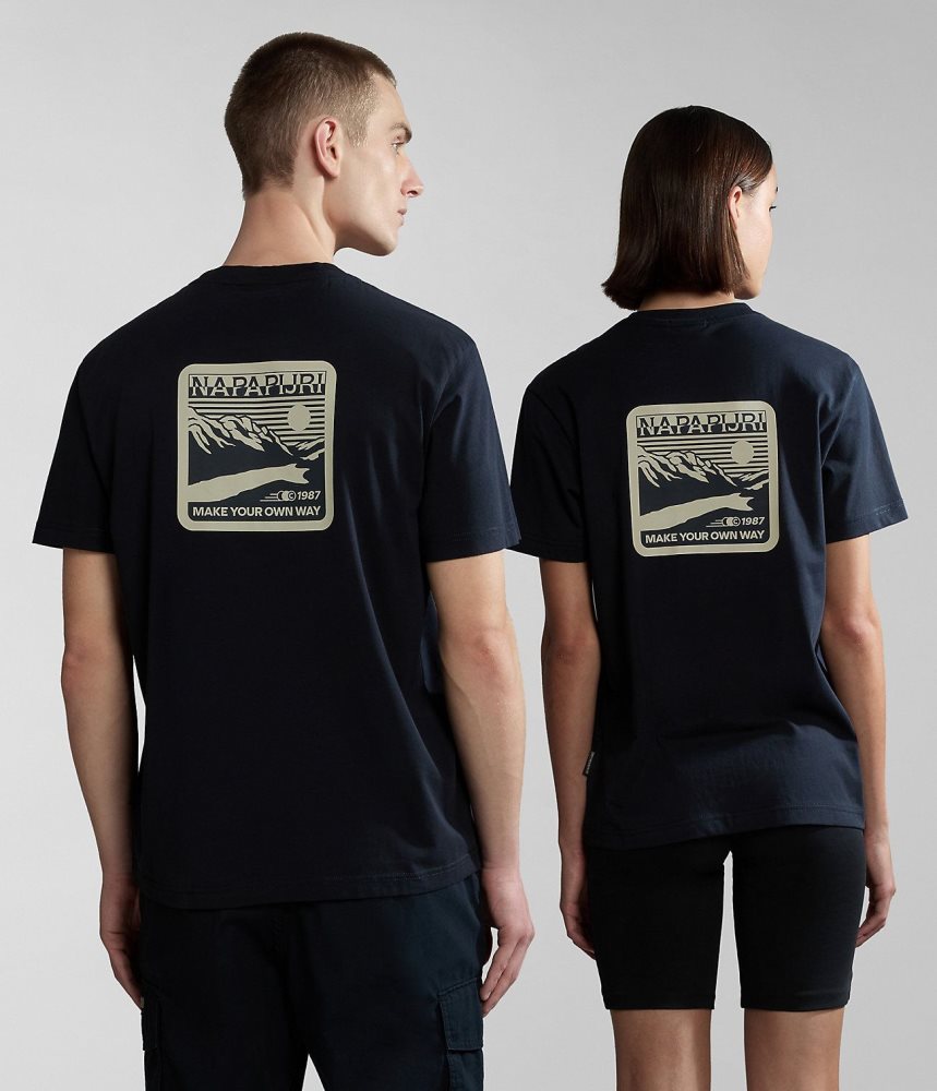 Napapijri Gouin Short Sleeve T-Shirt T-shirts Heren Zwart | XUTDLHP-82