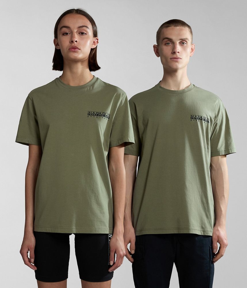 Napapijri Gouin Short Sleeve T-Shirt T-shirts Dames Groen | JLTQWOX-34