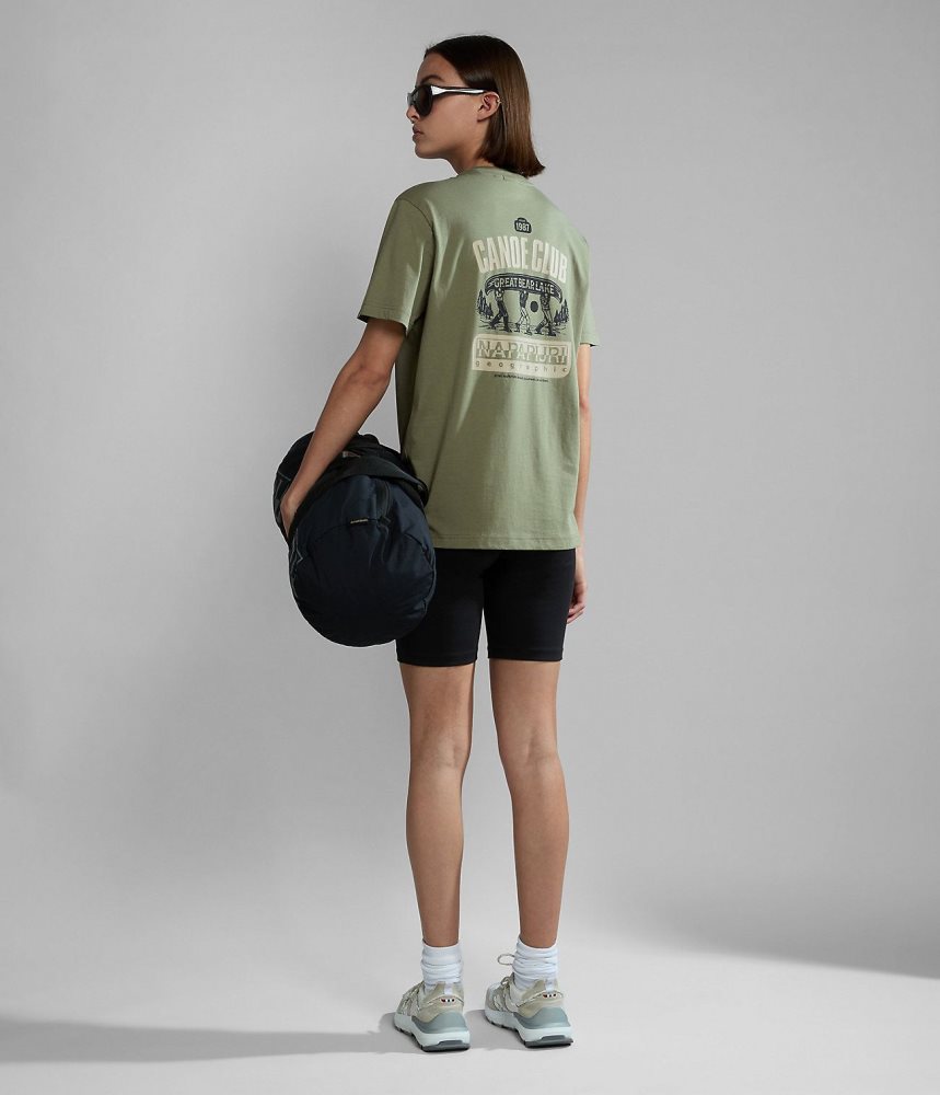 Napapijri Gouin Short Sleeve T-Shirt T-shirts Dames Groen | JLTQWOX-34