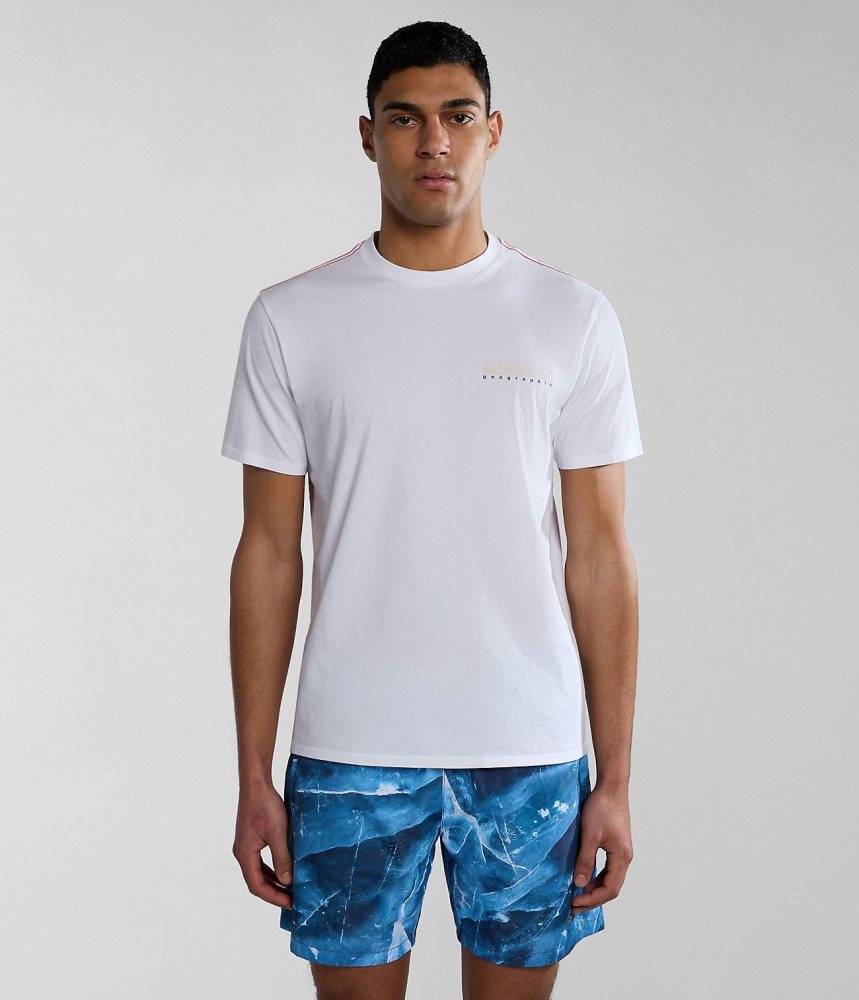 Napapijri Gras Short Sleeve T-Shirt T-shirts Heren Wit | BHUSKPW-97