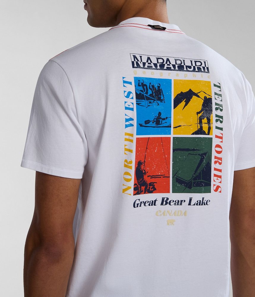 Napapijri Gras Short Sleeve T-Shirt T-shirts Heren Wit | BHUSKPW-97