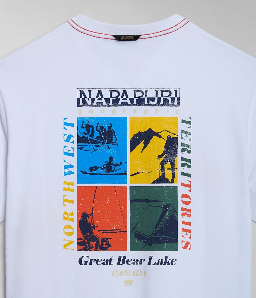 Napapijri Gras Short Sleeve T-Shirt T-shirts Heren Wit | BHUSKPW-97