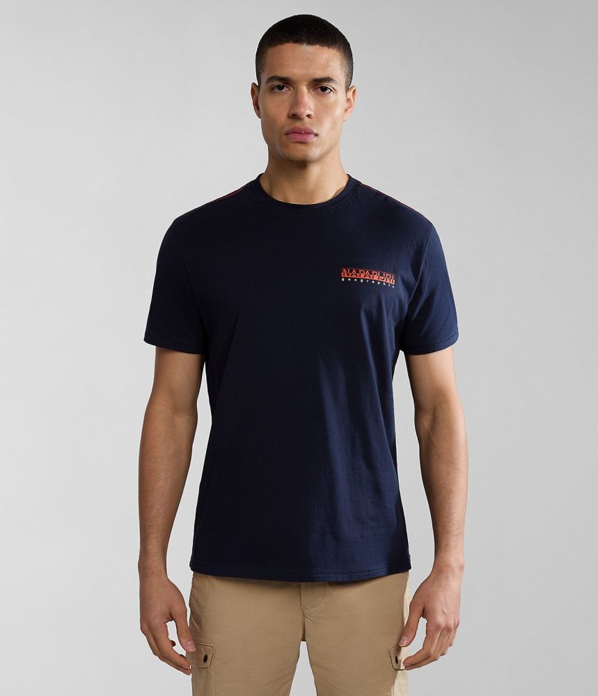 Napapijri Gras Short Sleeve T-Shirt T-shirts Heren Donkerblauw | UZYWSET-85
