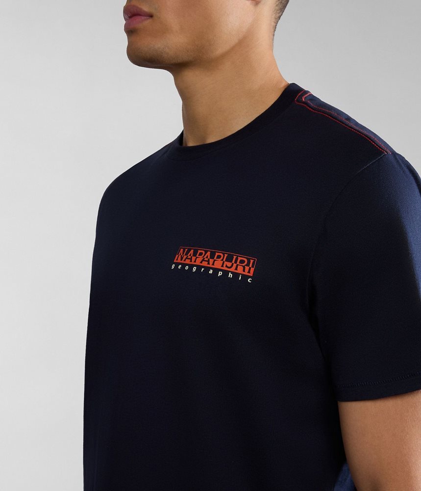 Napapijri Gras Short Sleeve T-Shirt T-shirts Heren Donkerblauw | UZYWSET-85