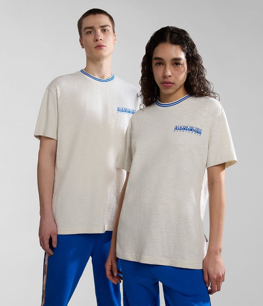 Napapijri Grober Short Sleeve T-Shirt T-shirts Heren Wit | BSNGQEV-28