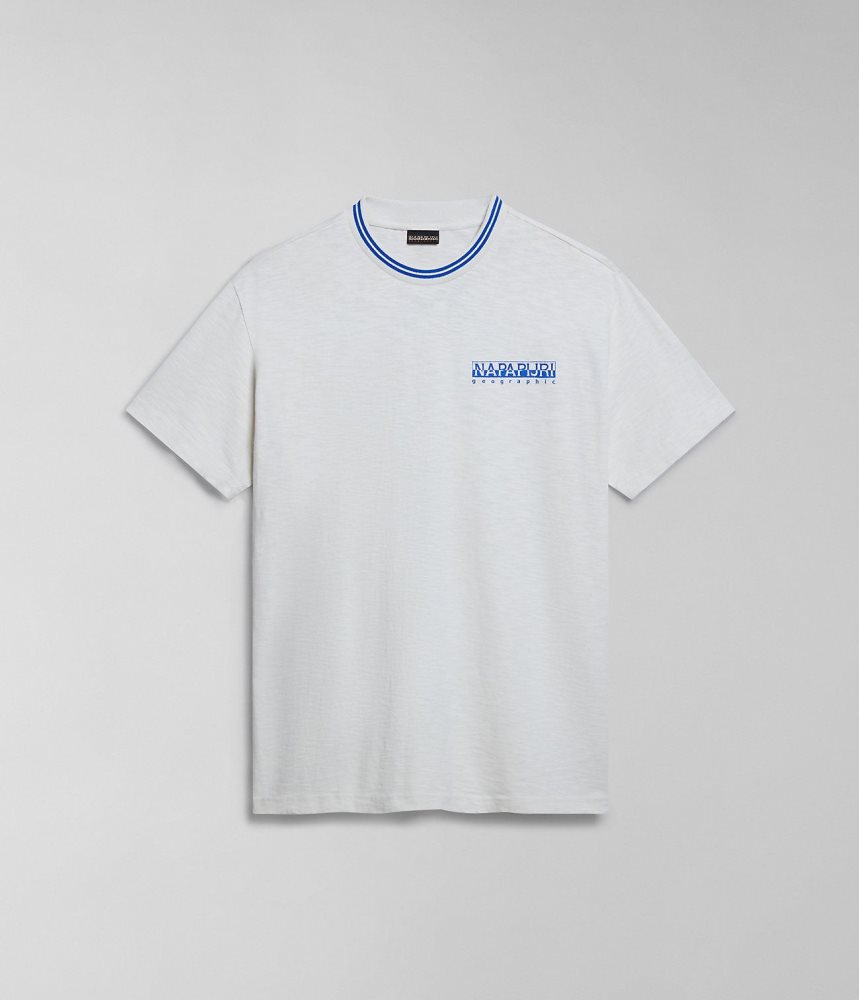 Napapijri Grober Short Sleeve T-Shirt T-shirts Heren Wit | BSNGQEV-28