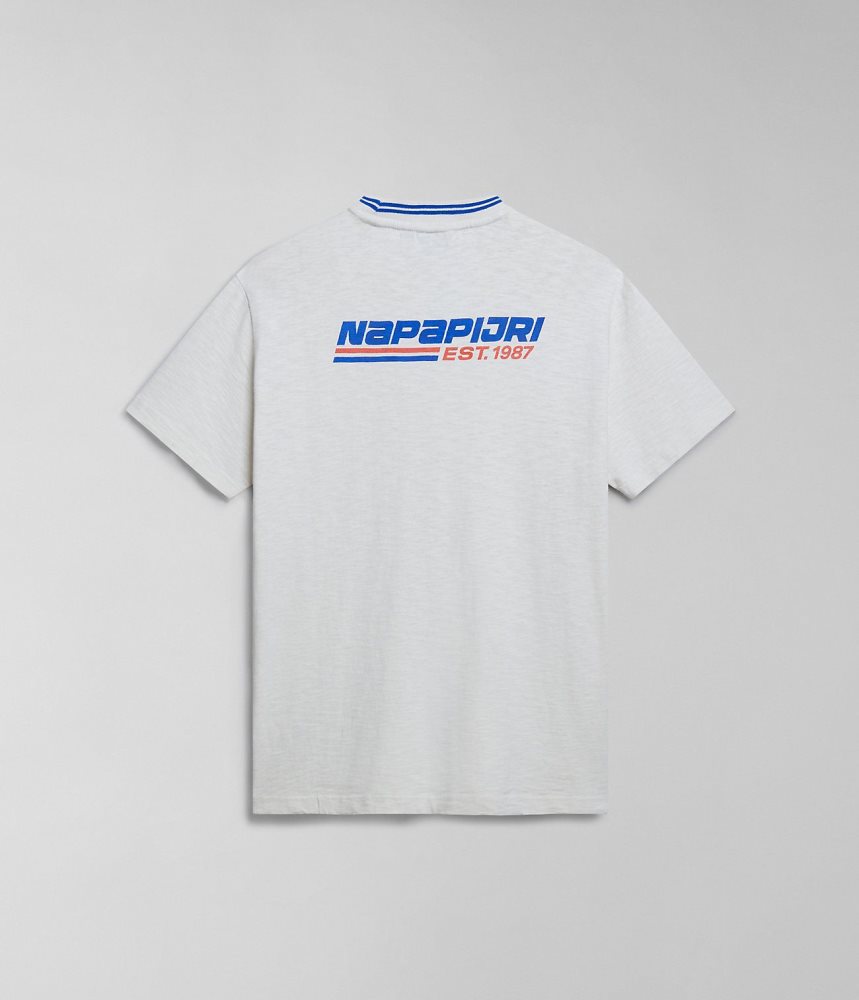 Napapijri Grober Short Sleeve T-Shirt T-shirts Heren Wit | BSNGQEV-28