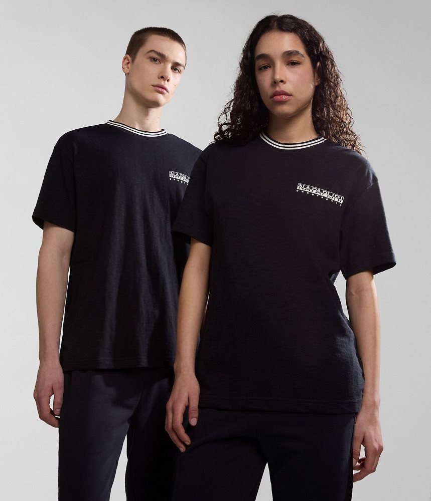 Napapijri Grober Short Sleeve T-Shirt T-shirts Dames Zwart | VRMOQHF-03