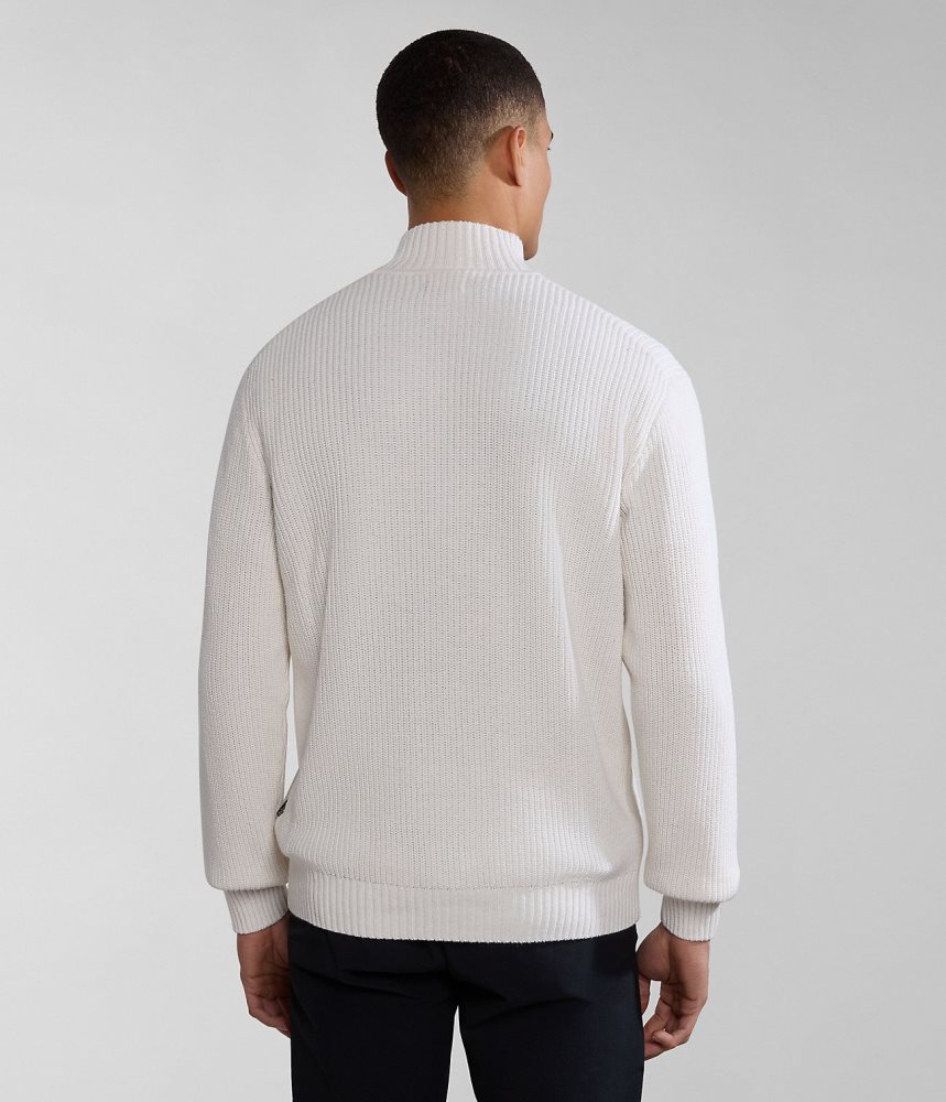 Napapijri Gwich Half-Zip Jumper Zip Jumpers Heren Wit | LBQHCSJ-35