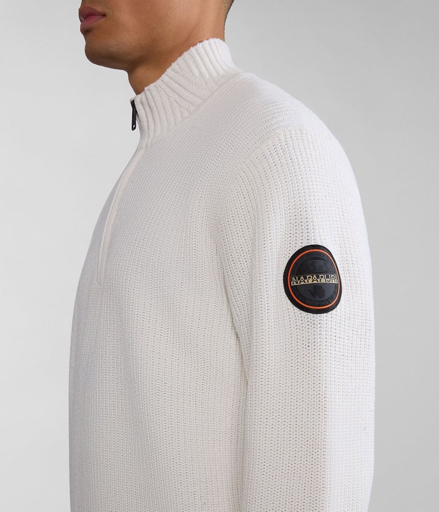 Napapijri Gwich Half-Zip Jumper Zip Jumpers Heren Wit | LBQHCSJ-35