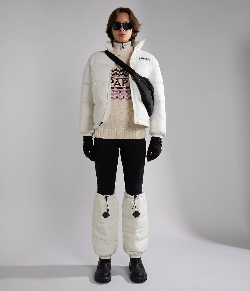 Napapijri Horlick Crew Neck Jumper Gebreide Kleding Dames Wit Beige | YATNBPO-08