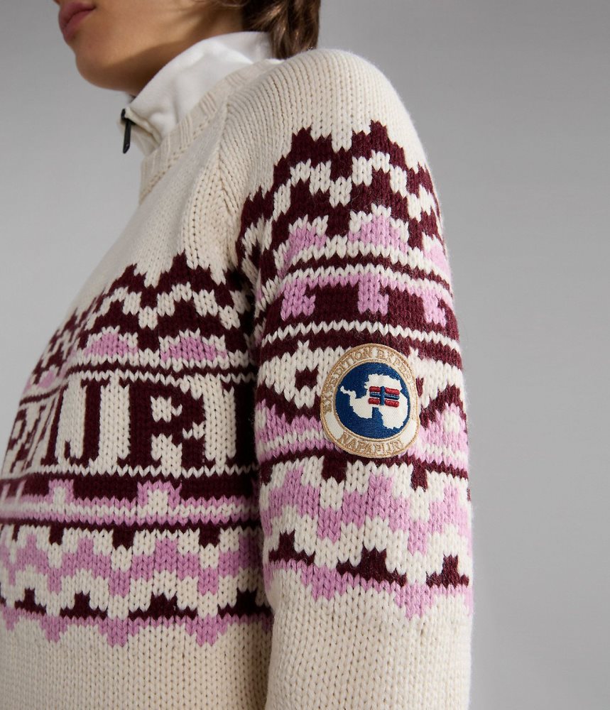 Napapijri Horlick Crew Neck Jumper Jumpers Heren Wit Beige | AKGOPWY-35