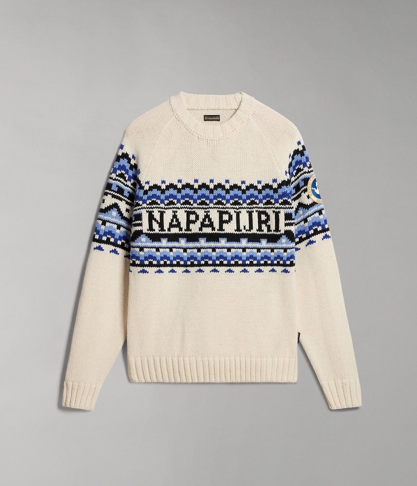 Napapijri Horlick Crew Neck Jumper Jumpers Heren Wit | IOYMJLK-45