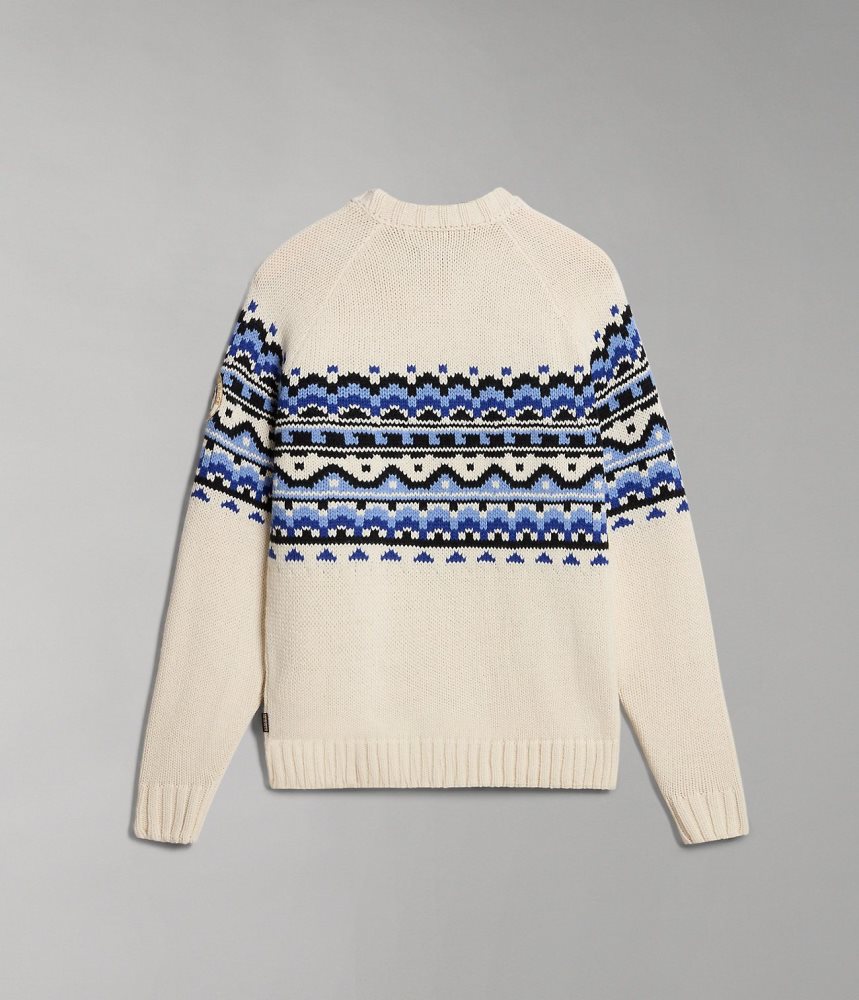 Napapijri Horlick Crew Neck Jumper Jumpers Heren Wit | IOYMJLK-45