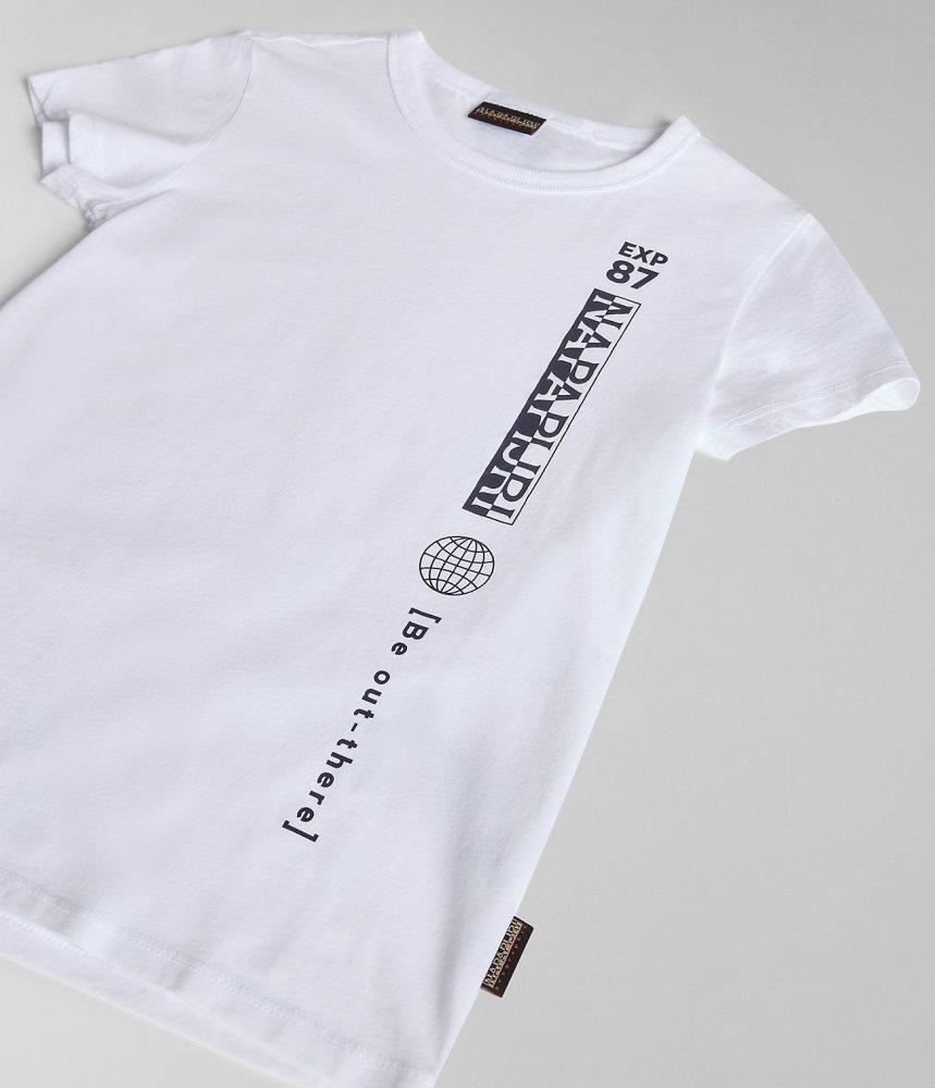 Napapijri Hudson Short Sleeve T-Shirt (4-16 YEARS) T-shirts Kinderen Wit | KIMJVFL-85
