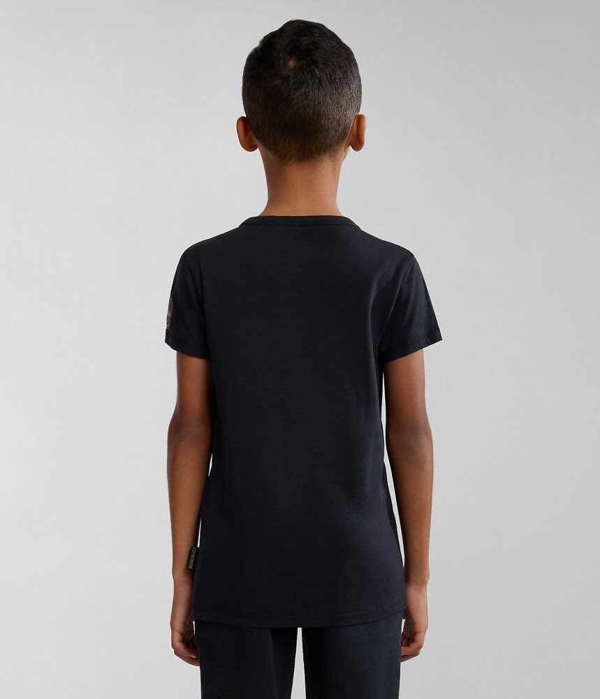 Napapijri Hudson Short Sleeve T-Shirt (4-16 YEARS) T-shirts Kinderen Zwart | JVHUNCB-18