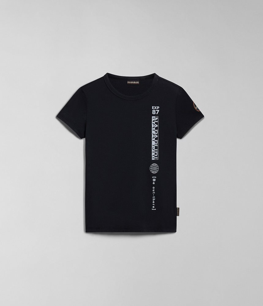 Napapijri Hudson Short Sleeve T-Shirt (4-16 YEARS) T-shirts Kinderen Zwart | JVHUNCB-18