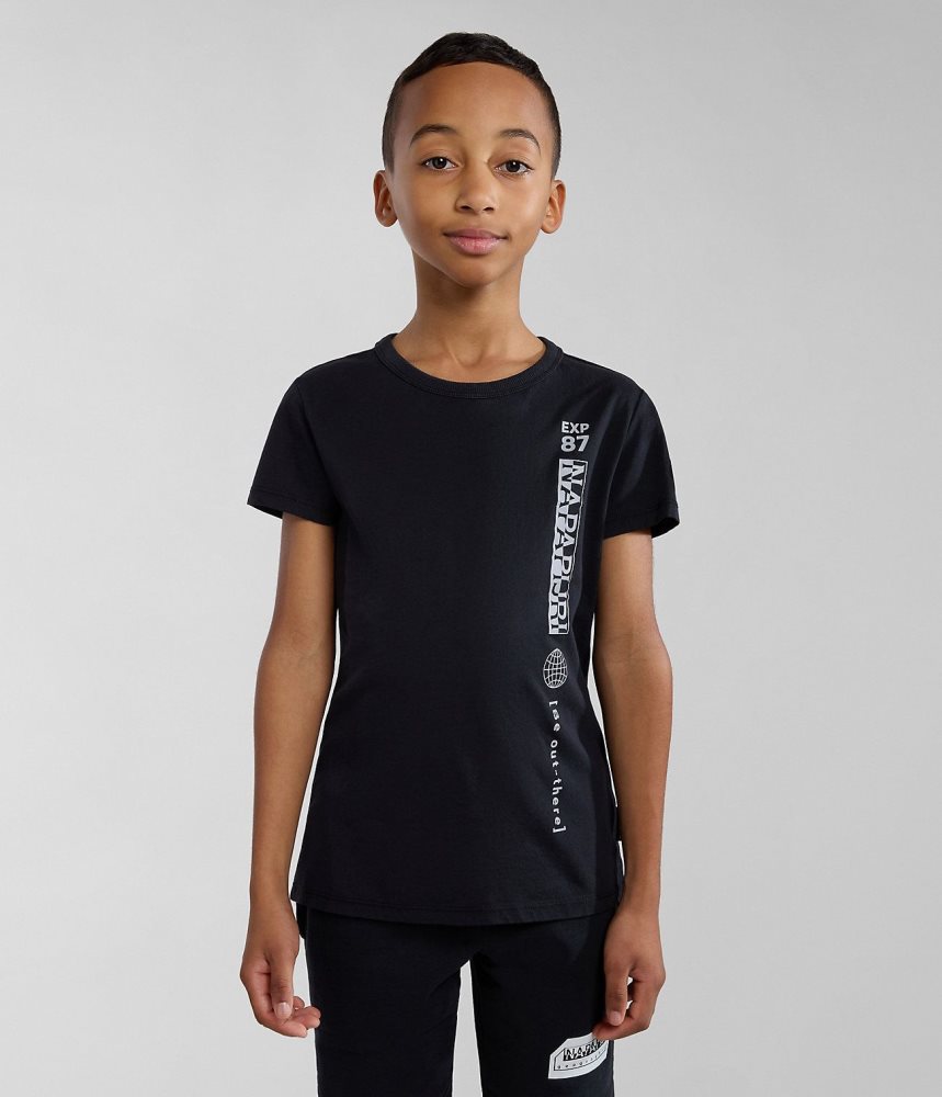 Napapijri Hudson Short Sleeve T-Shirt (4-16 YEARS) T-shirts Kinderen Zwart | JVHUNCB-18