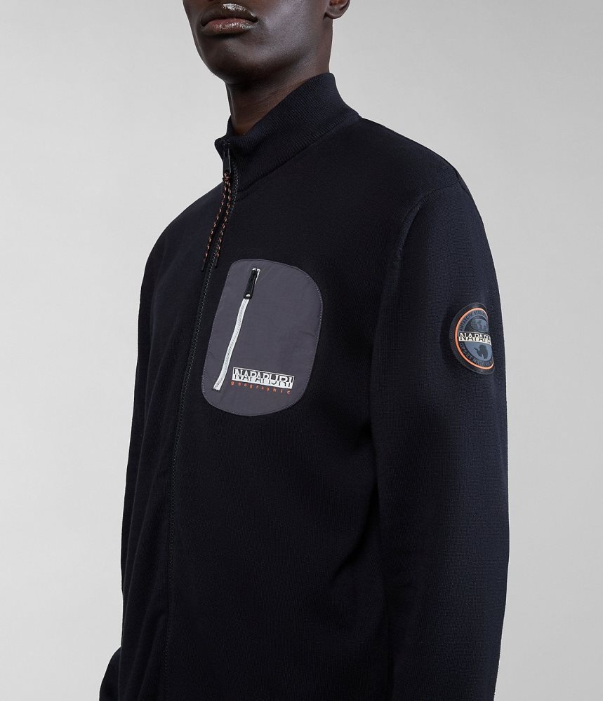 Napapijri Huron Full-Zip Jumper Zip Jumpers Heren Zwart | YMHTCFX-20