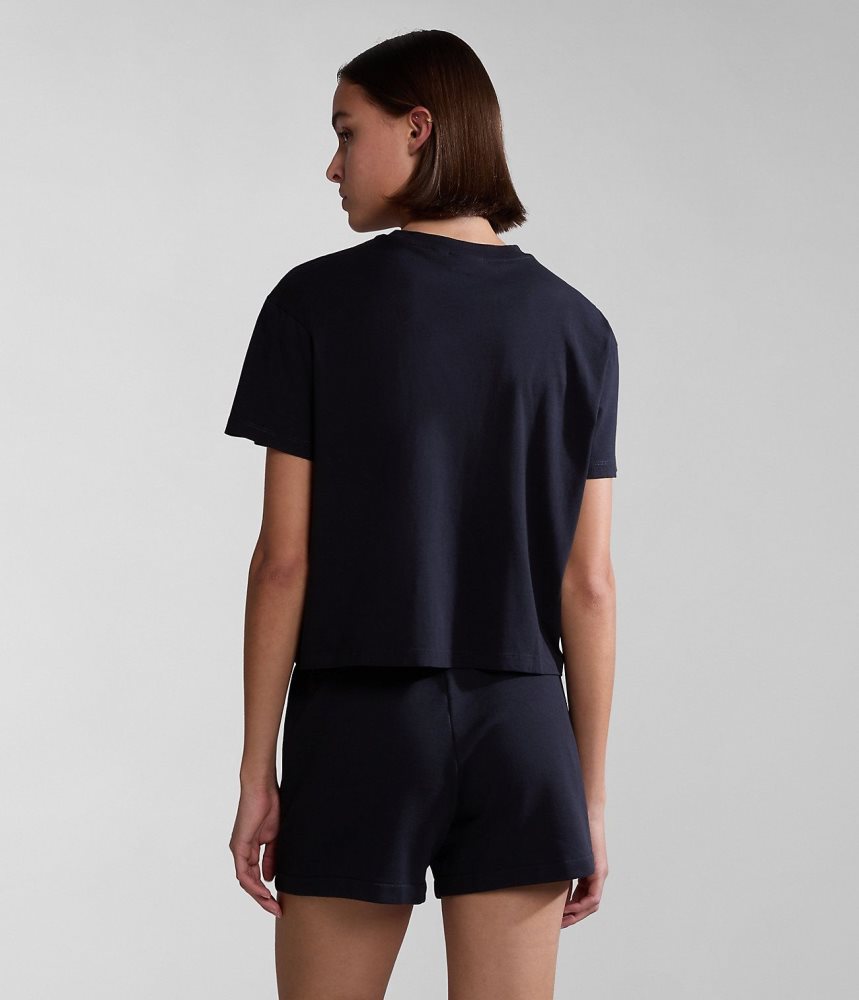 Napapijri Iaato Short Sleeve T-Shirt T-shirts Dames Zwart | VWOJGMY-30