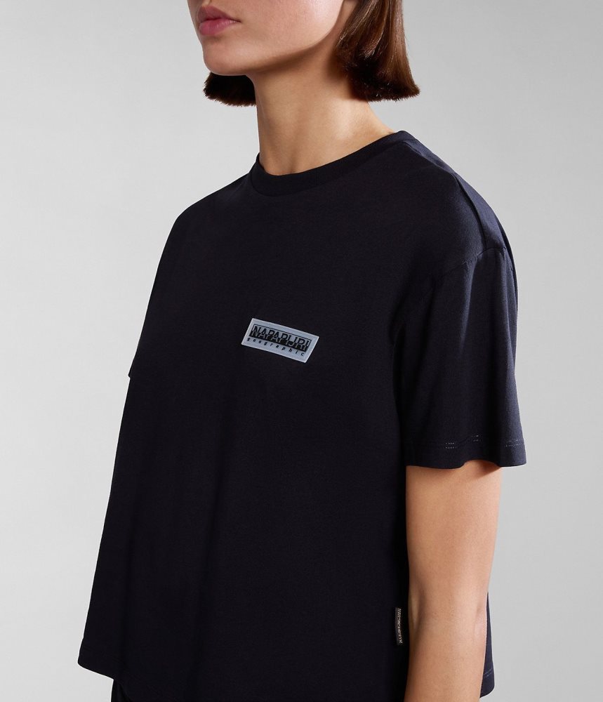 Napapijri Iaato Short Sleeve T-Shirt T-shirts Dames Zwart | VWOJGMY-30