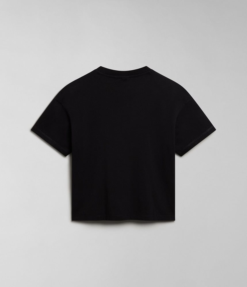 Napapijri Iaato Short Sleeve T-Shirt T-shirts Dames Zwart | VWOJGMY-30