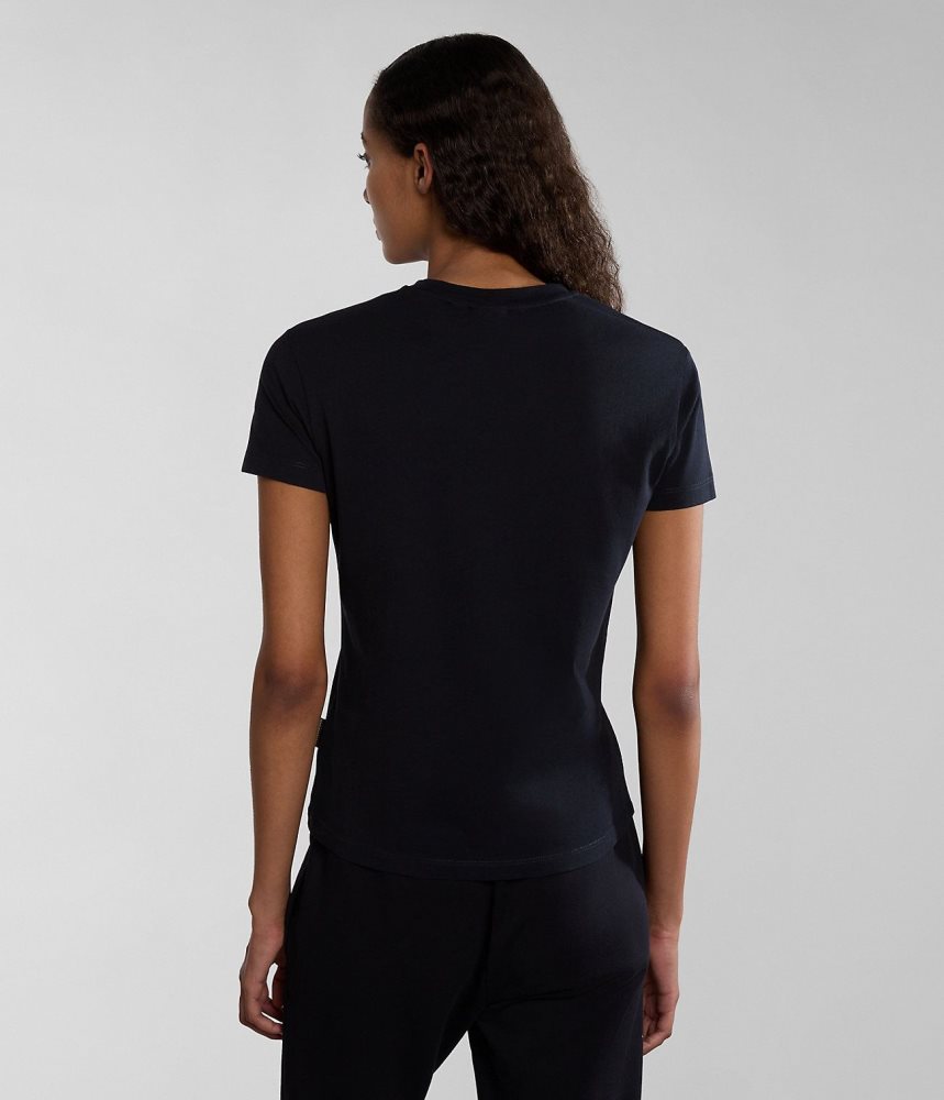 Napapijri Iaato Short Sleeve T-Shirt T-shirts Dames Zwart | YDIKVNT-90