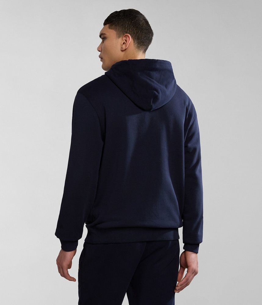 Napapijri Iaato Summer Hoodie Hoodie Heren Donkerblauw | ZELWNMU-04