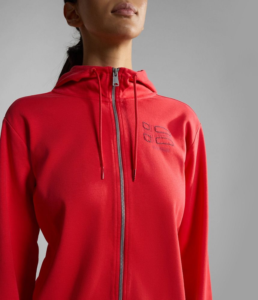 Napapijri Ibarra Full-Zip Hoodie Sweatshirts Dames Rood | KCMBOEI-91