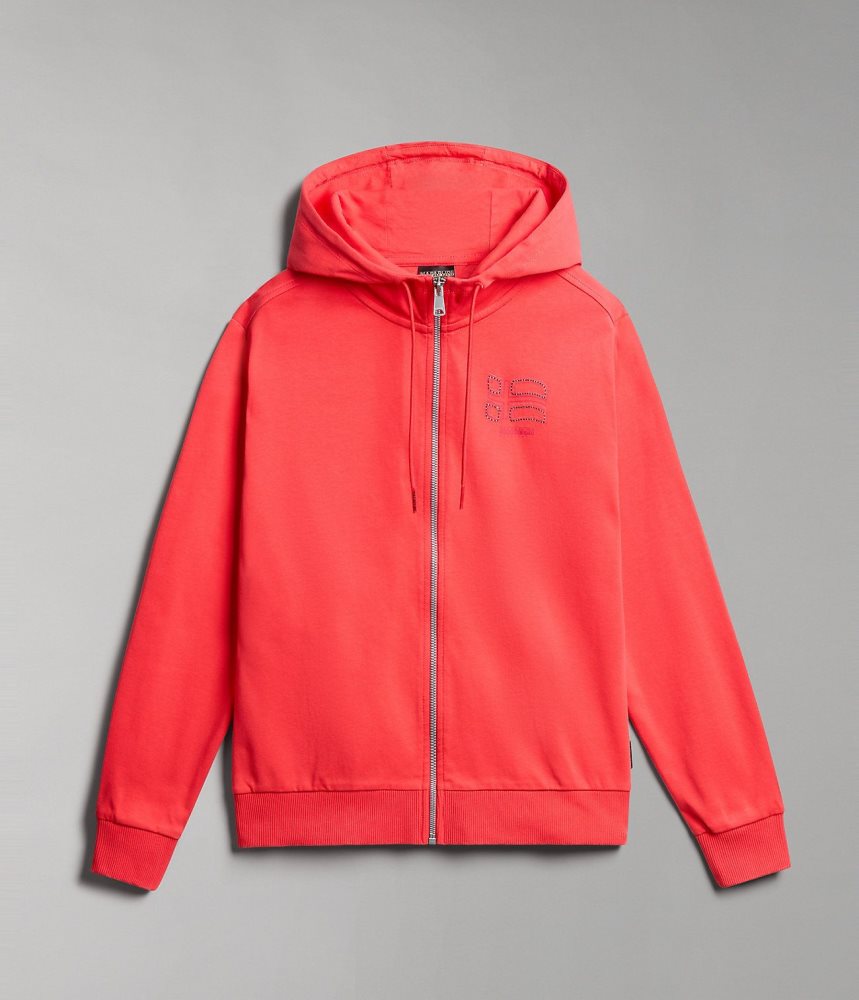 Napapijri Ibarra Full-Zip Hoodie Sweatshirts Dames Rood | KCMBOEI-91