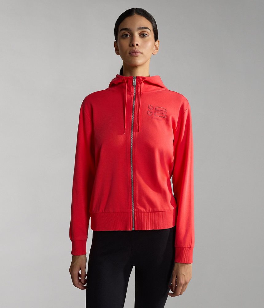 Napapijri Ibarra Full-Zip Hoodie Sweatshirts Dames Rood | KCMBOEI-91