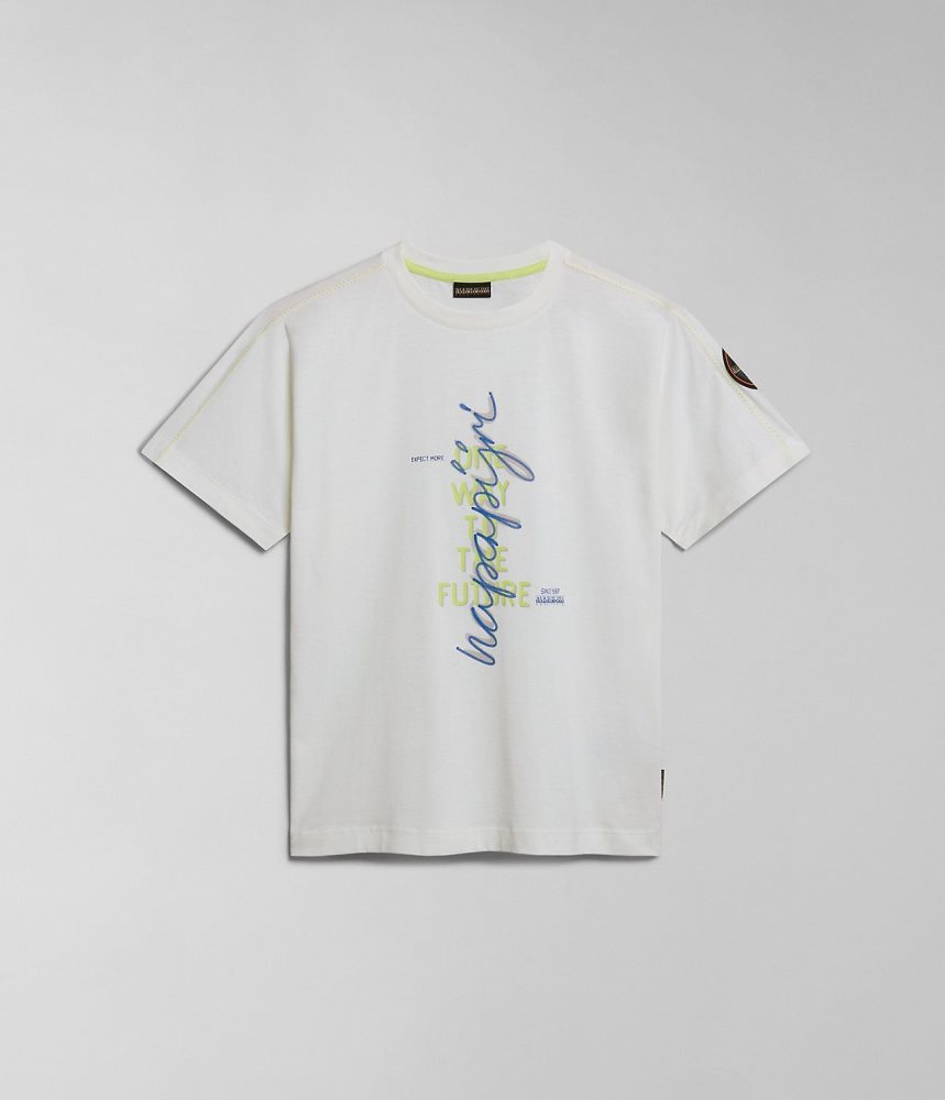 Napapijri Keith Short Sleeve T-Shirt T-shirts Dames Wit | EQFGWAP-34